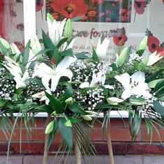 White Lily Casket Spray