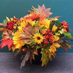 Autumn Silk Grave Arrangement